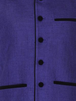blue cotton khadi nehru jacket - 12787122 - Standard Image - 3