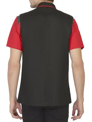 black cotton nehru jacket - 12787123 - Standard Image - 2