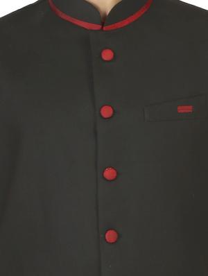 black cotton nehru jacket - 12787123 - Standard Image - 3