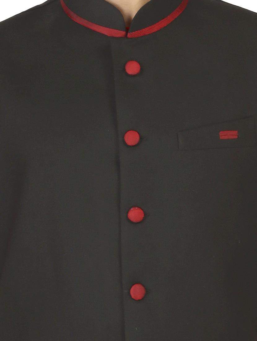 black cotton nehru jacket - 12787123 - Zoom Image - 3
