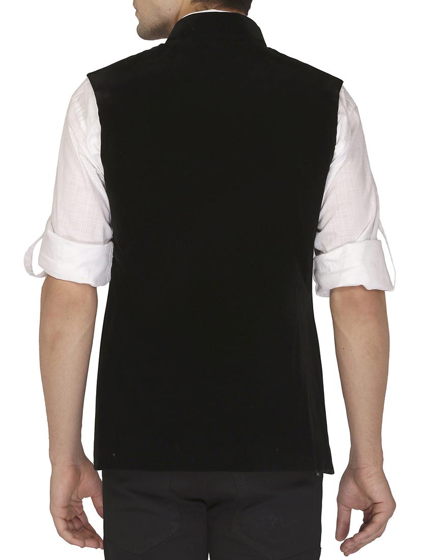 black velvet nehru jacket - 12787124 - Zoom Image - 2