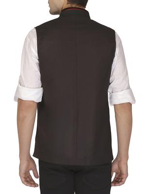 black cotton nehru jacket - 12787126 - Standard Image - 2