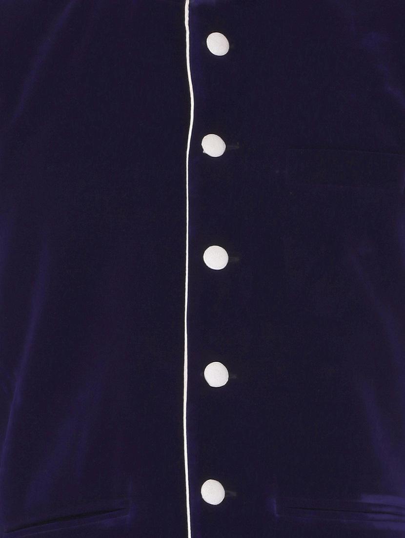 blue velvet nehru jacket - 12787130 - Zoom Image - 3