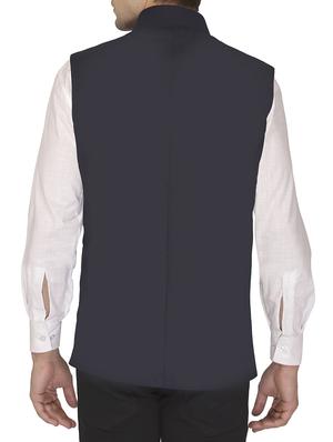 blue cotton nehru jacket - 12787132 - Standard Image - 2