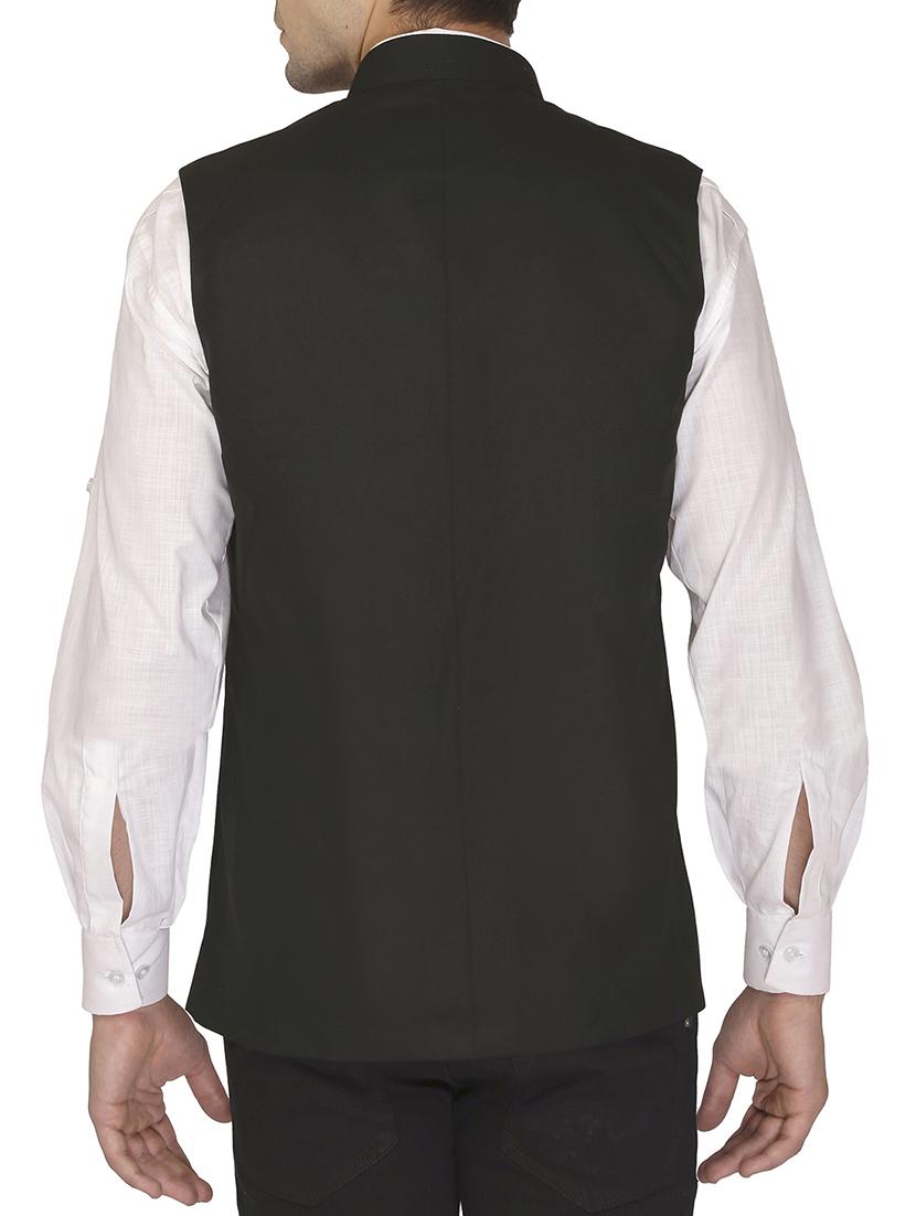 black cotton nehru jacket - 12787134 - Zoom Image - 2