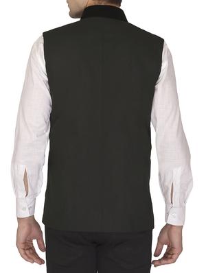 black cotton nehru jacket - 12787136 - Standard Image - 2