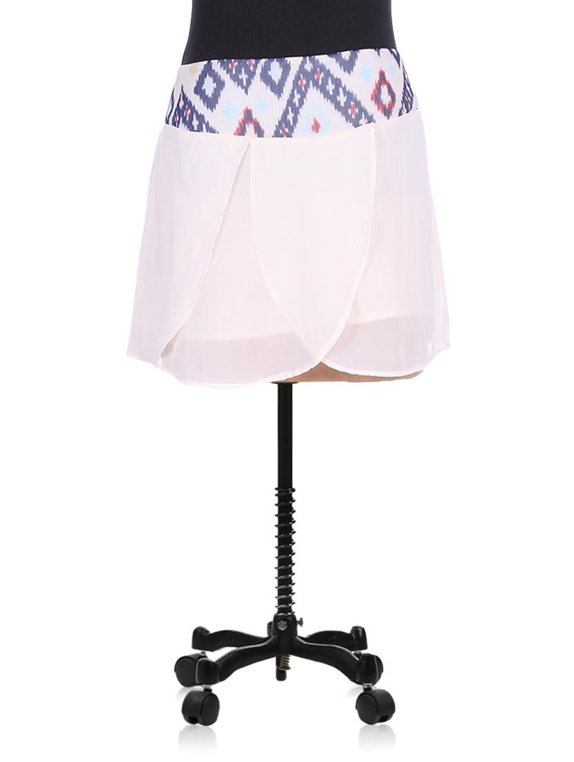 cream layered georgette mini skirt - 1278714 - Zoom Image - 1