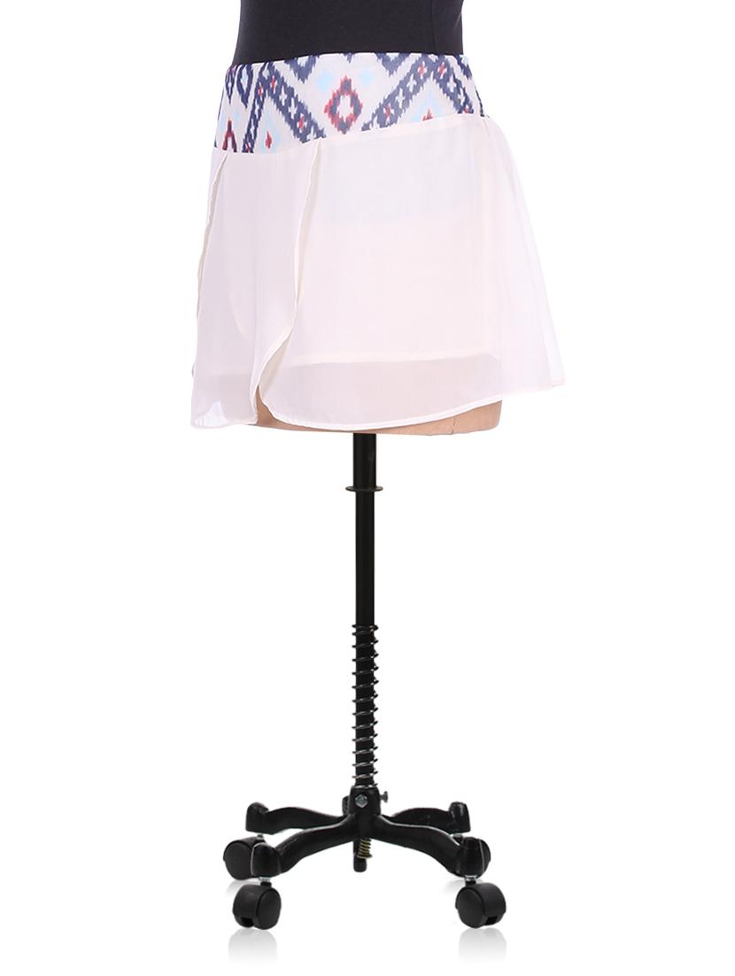 cream layered georgette mini skirt - 1278714 - Zoom Image - 2