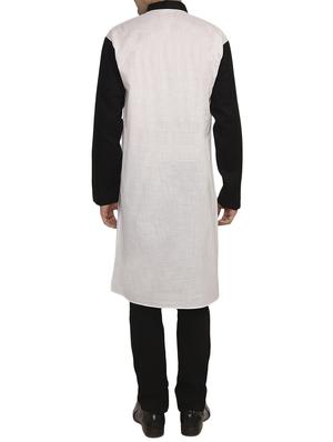white cotton long kurta - 12787155 - Standard Image - 3
