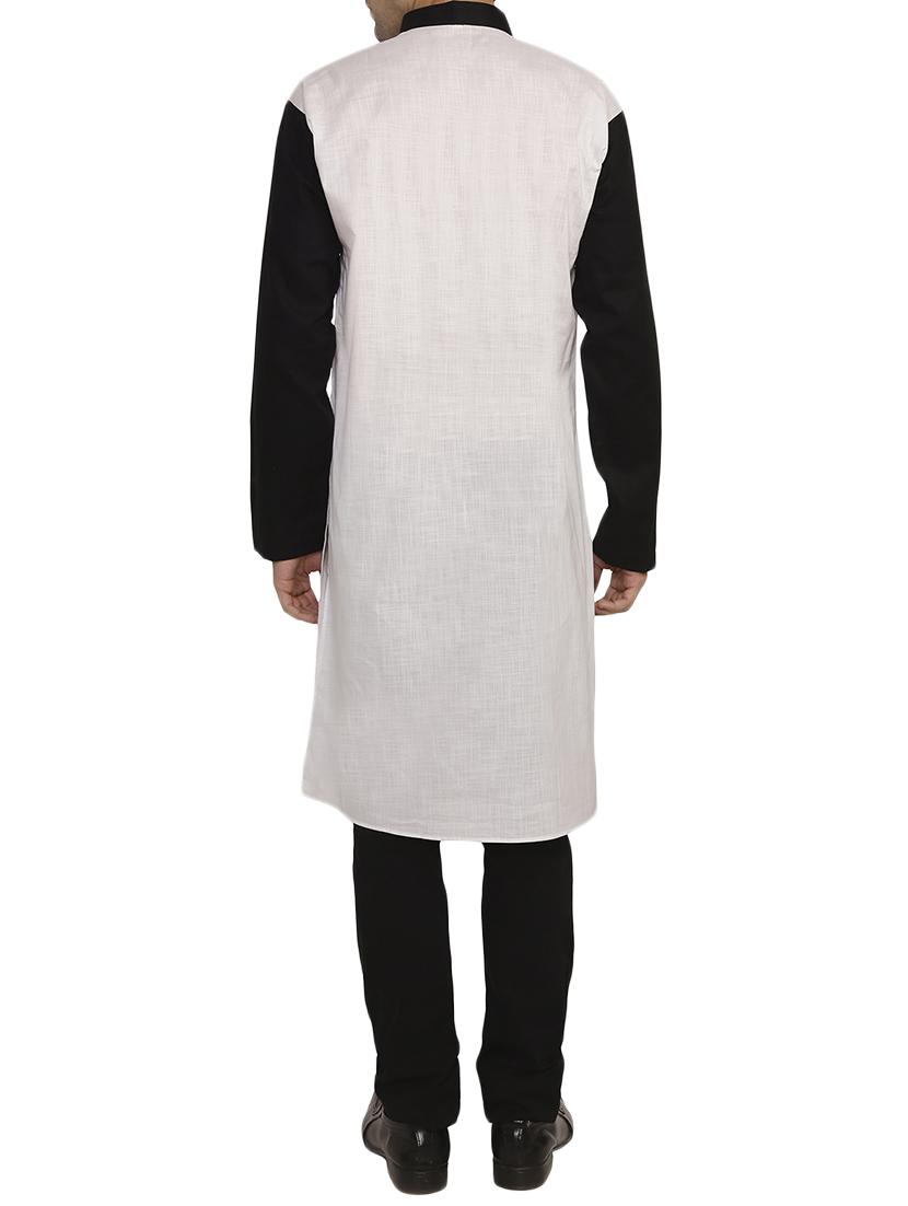 white cotton long kurta - 12787155 - Zoom Image - 3