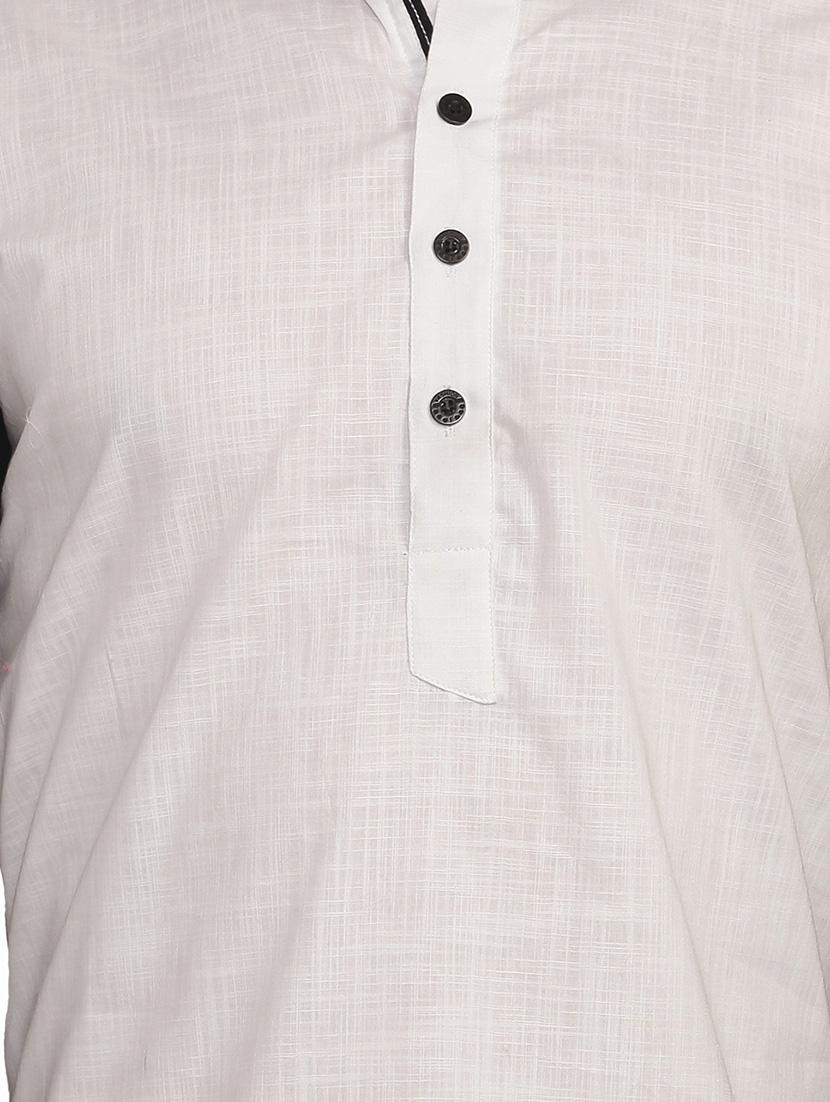 white cotton long kurta - 12787155 - Zoom Image - 4