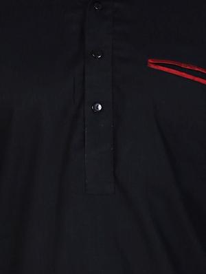 solid black cotton kurta - 12787170 - Standard Image - 3