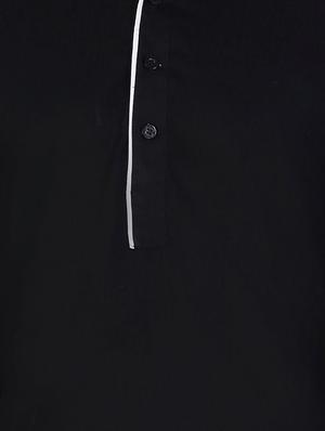 solid black cotton kurta - 12787172 - Standard Image - 3