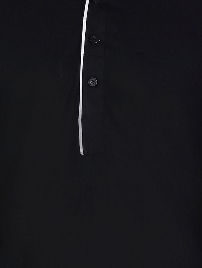 solid black cotton kurta - 12787172 - Zoom Image - 3