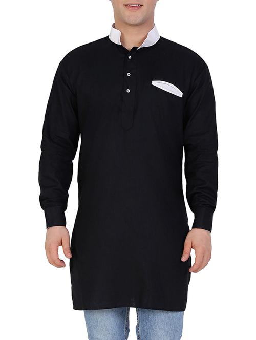 black cotton kurta - 12787173 - Standard Image - 1