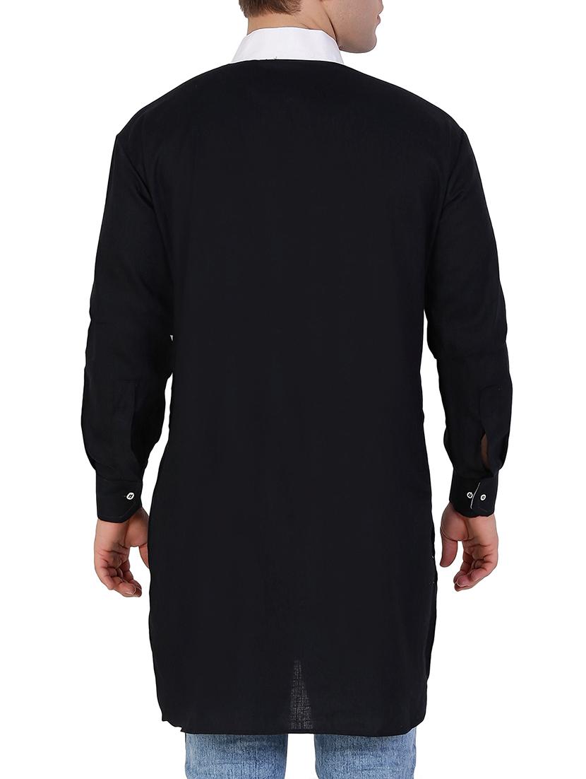 black cotton kurta - 12787173 - Zoom Image - 2