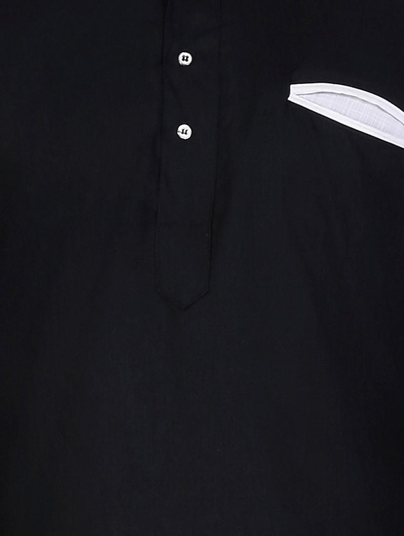 black cotton kurta - 12787173 - Zoom Image - 3