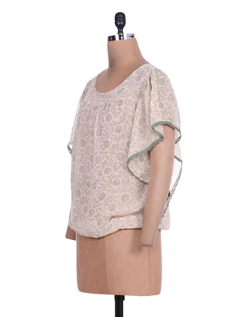 lace trim bat wing sleeved top - 1278747 - Zoom Image - 2
