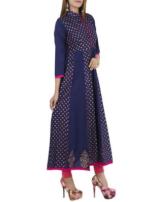 block printed anarkali kurta - 12787537 - Standard Image - 2