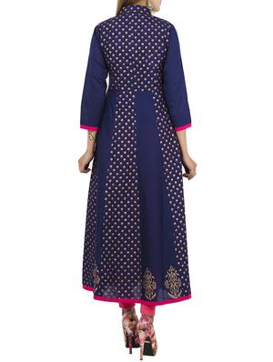 block printed anarkali kurta - 12787537 - Standard Image - 3