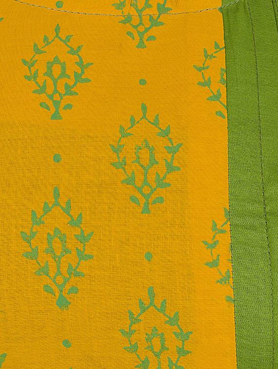 yellow cotton a-line kurta - 12787540 - Zoom Image - 4