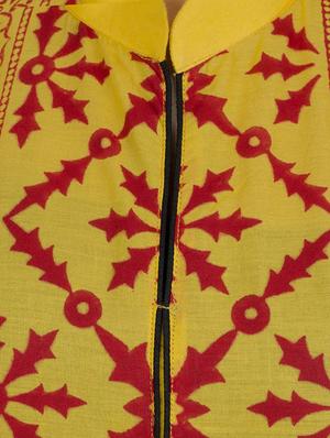 yellow cotton printed long kurta - 12787542 - Standard Image - 4