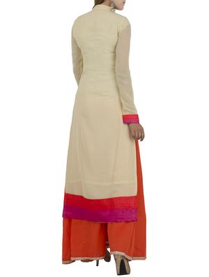 beige georgette embroidered kurta - 12787544 - Standard Image - 3