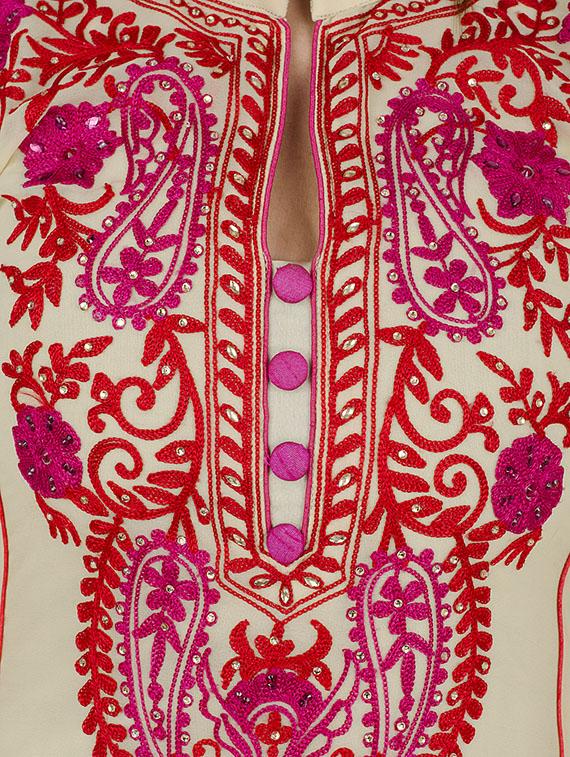 beige georgette embroidered kurta - 12787544 - Zoom Image - 4