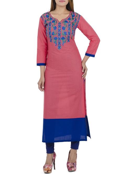 Embroidered straight kurta - 12787548 - Standard Image - 1