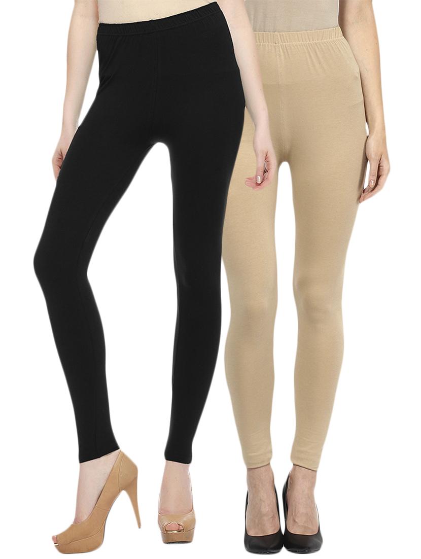 set of 2 multi colored cotton leggings - 12787576 - Zoom Image - 1
