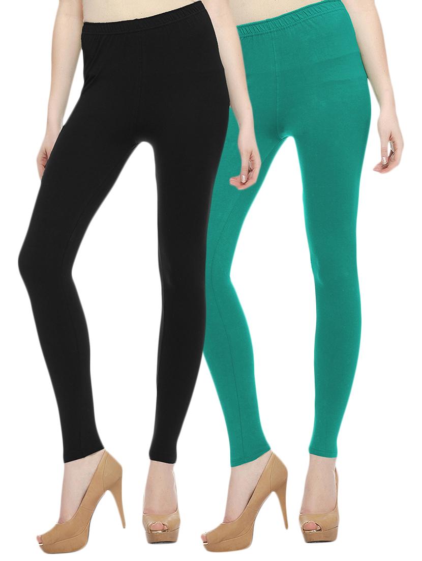 set of 2 multi colored cotton leggings - 12787582 - Zoom Image - 1