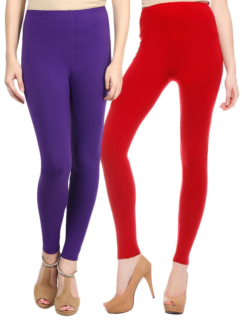 set of 2 multi colored cotton leggings - 12787692 - Zoom Image - 1