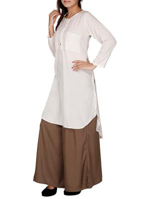 white poly crepe high-low kurta - 12787779 - Standard Image - 2