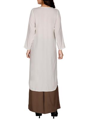 white poly crepe high-low kurta - 12787779 - Standard Image - 3