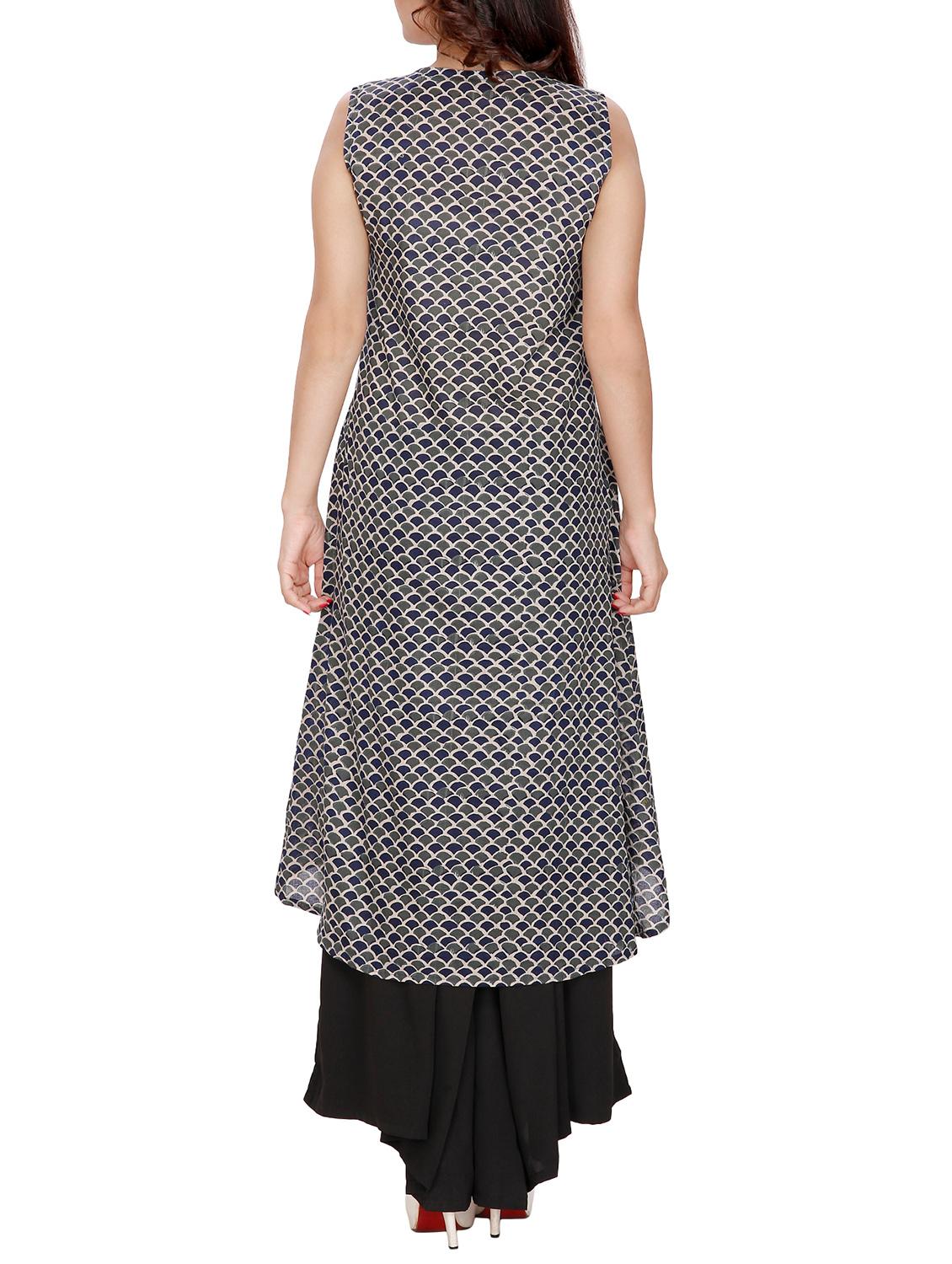 multi colored cotton highlow kurta - 12787781 - Zoom Image - 3