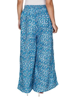 blue cotton printed palazzo - 12787849 - Standard Image - 3