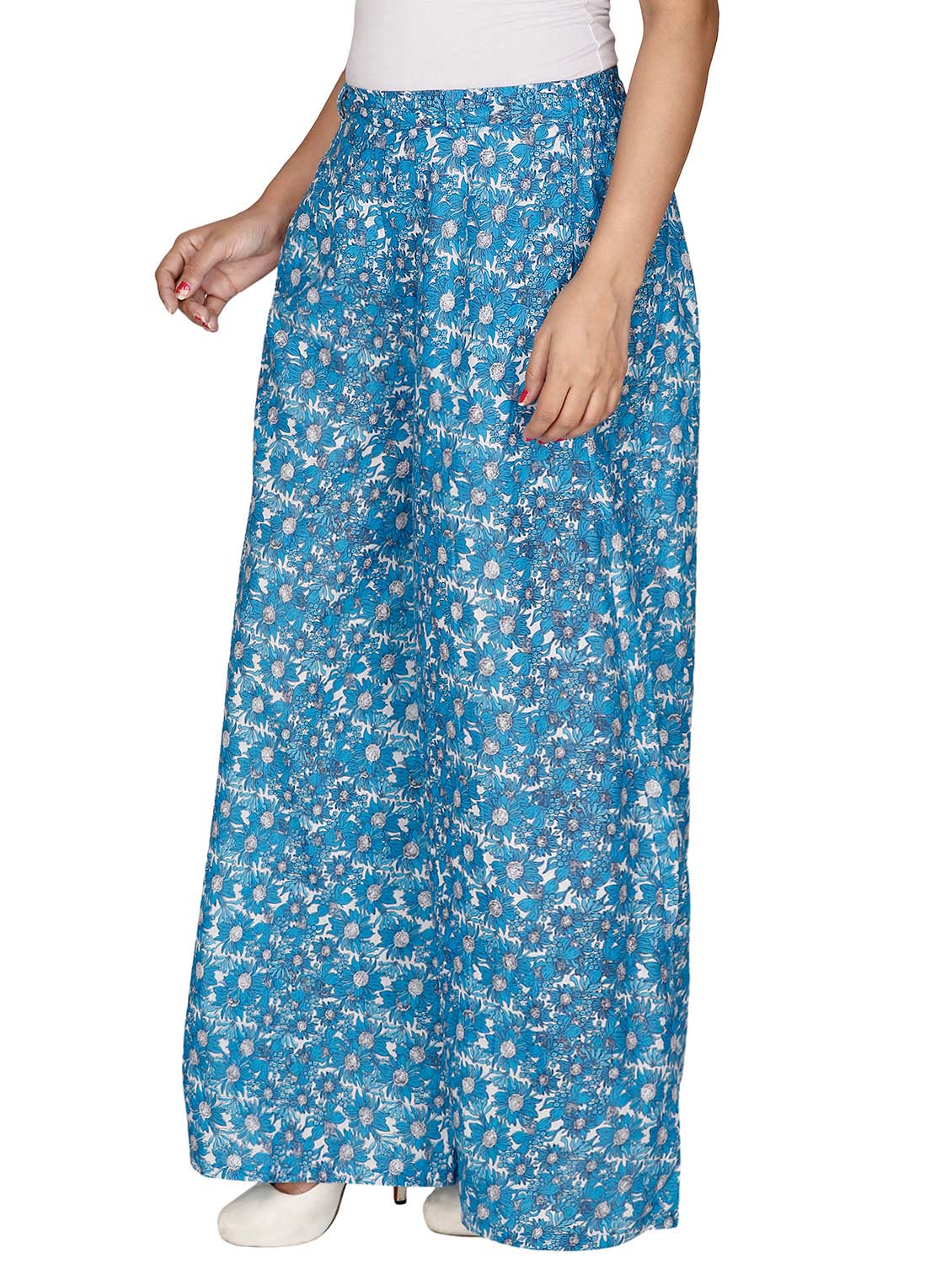 blue cotton printed palazzo - 12787849 - Zoom Image - 2