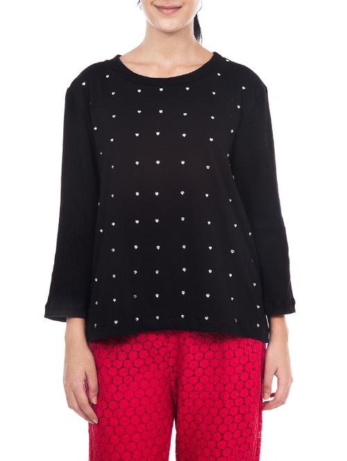 black cotton straight tee - 12787980 - Standard Image - 1