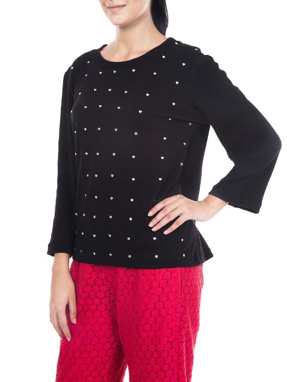 black cotton straight tee - 12787980 - Zoom Image - 2