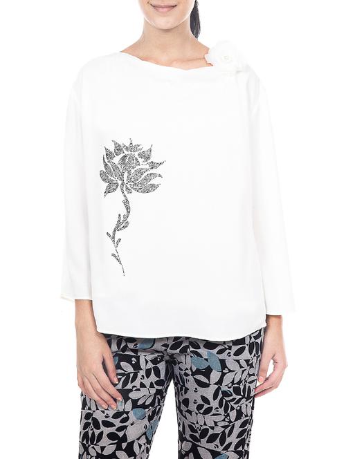 white crepe regular top - 12787990 - Standard Image - 1