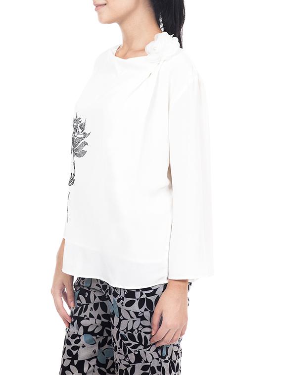 white crepe regular top - 12787990 - Zoom Image - 2