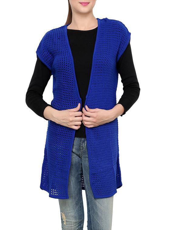 blue acrylic sleeveless shrug - 12789314 - Zoom Image - 1