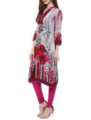 grey rayon long kurta - 12790087 - Standard Image - 2