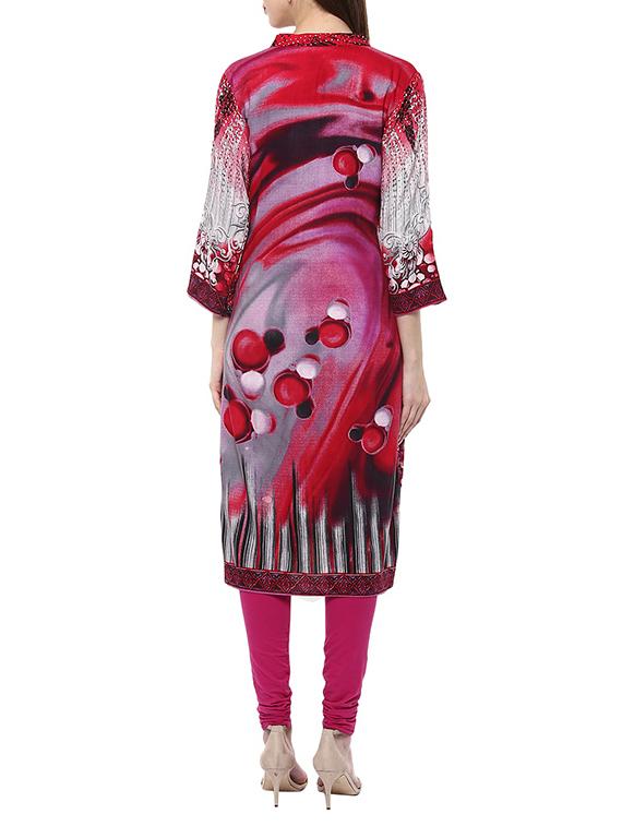 grey rayon long kurta - 12790087 - Zoom Image - 3