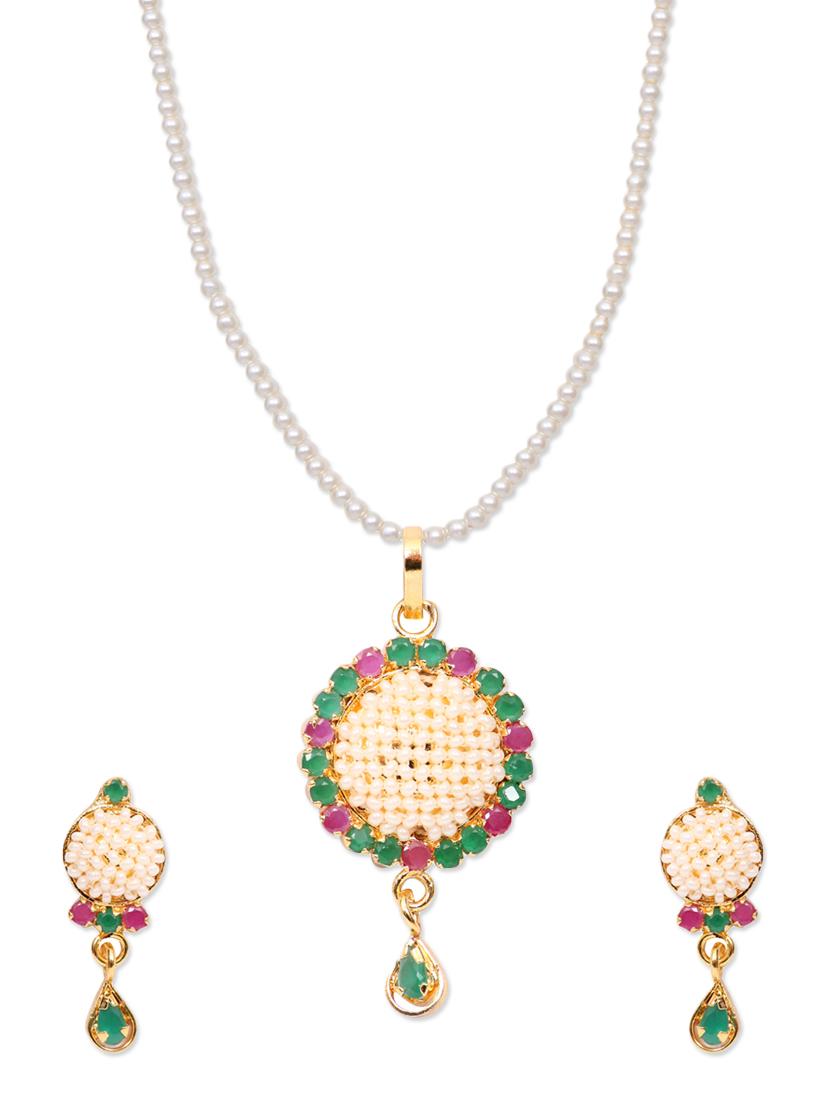 pearls collection golden pendant set for women - 12790489 - Zoom Image - 1