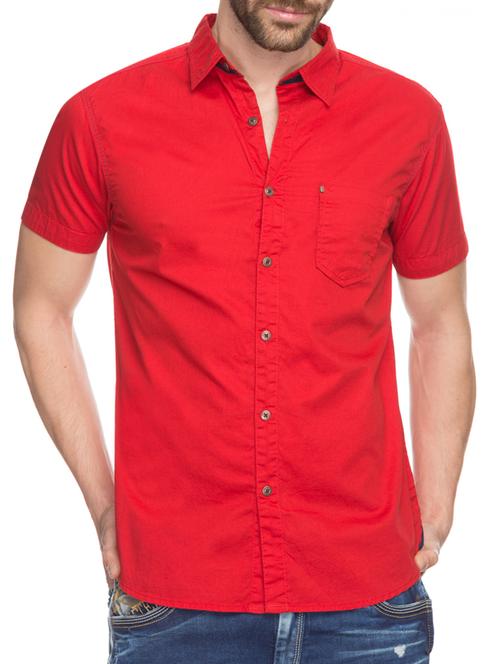 red cotton casual shirt - 12792616 - Standard Image - 1