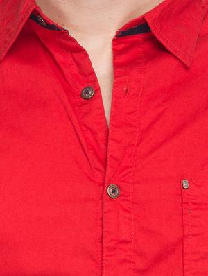 red cotton casual shirt - 12792616 - Standard Image - 4