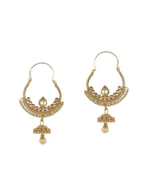 golden metal hoop earrings - 12794823 - Standard Image - 1