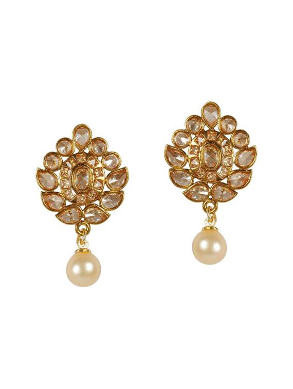 golden metal drop earrings - 12794841 - Zoom Image - 1