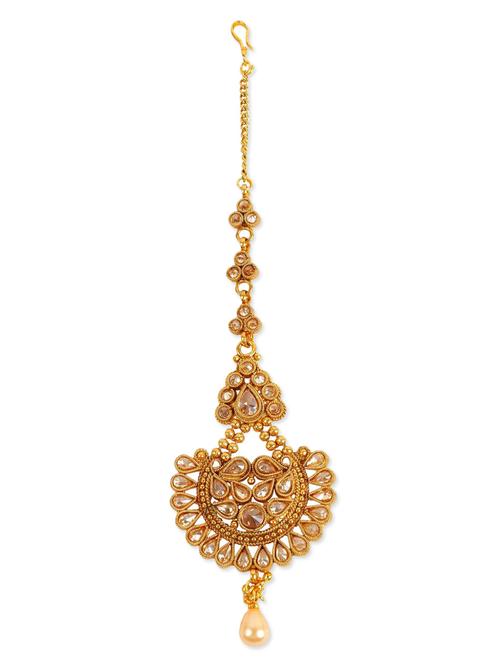 golden colored metal maang teeka - 12794872 - Standard Image - 1